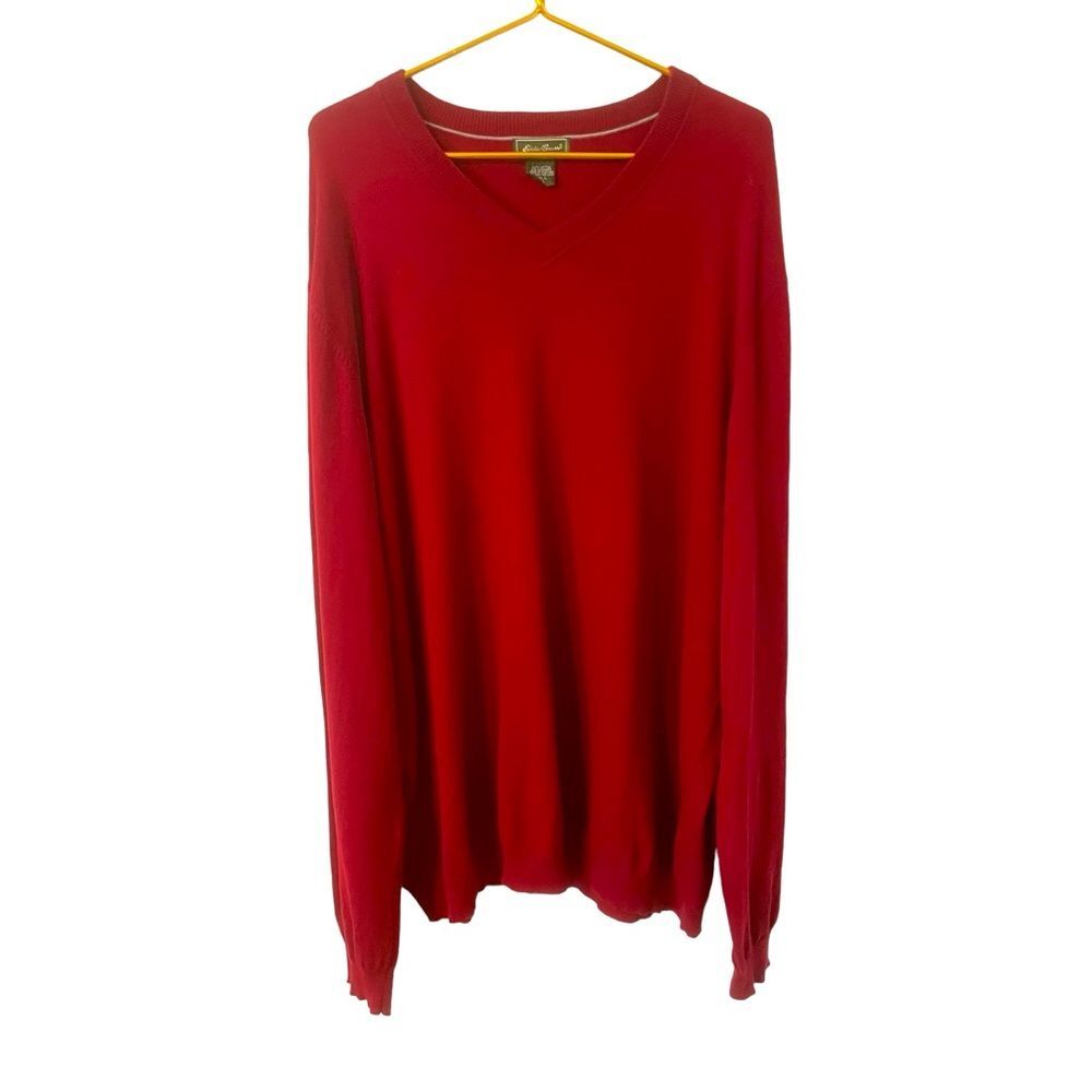 Eddie Bauer Red Cotton/Cashmere Men’s Tall XXL Sweater‎
